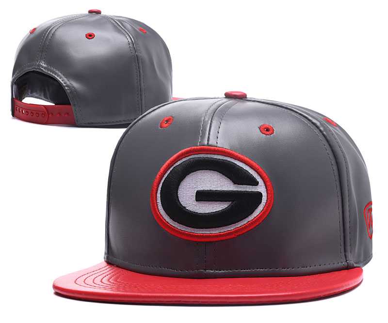 Georgia Bulldogs Team Logo Gray Red Leather Adjustable Hat GS,We sell and wholesale Georgia Bulldogs Team Logo Gray Red Leather Adjustable Hat GS on line form chian!